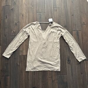 Cross Basic Tan Cross Back Winter Sweater Cozy Minimalist S NWT